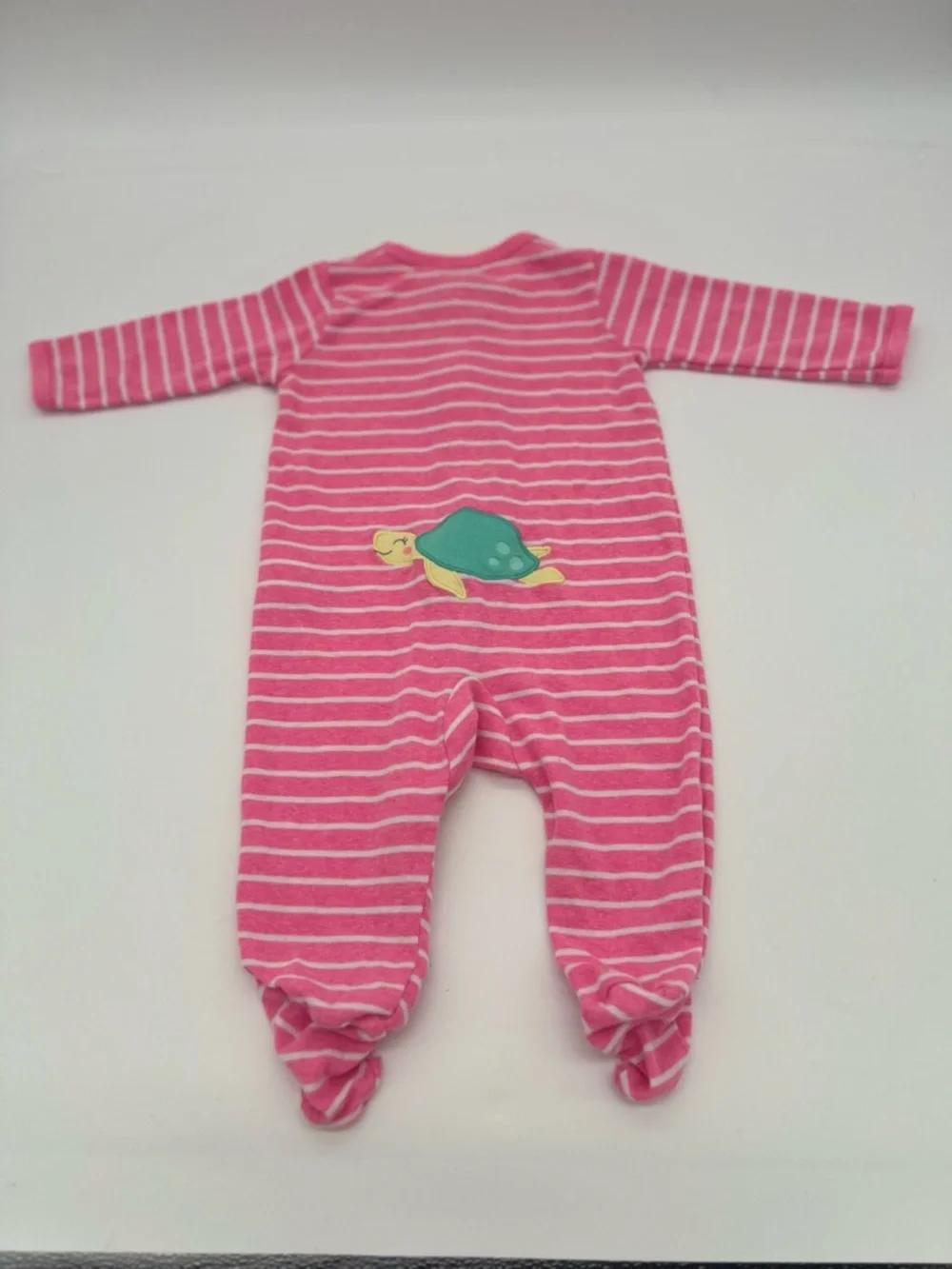 Carters Baby Girl Pink Striped Turtle One Piece Footie 6 Months
